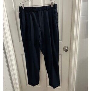 Roundtree & Yorke 100% Wool Pleated Dress Pants Size 36X34 Black